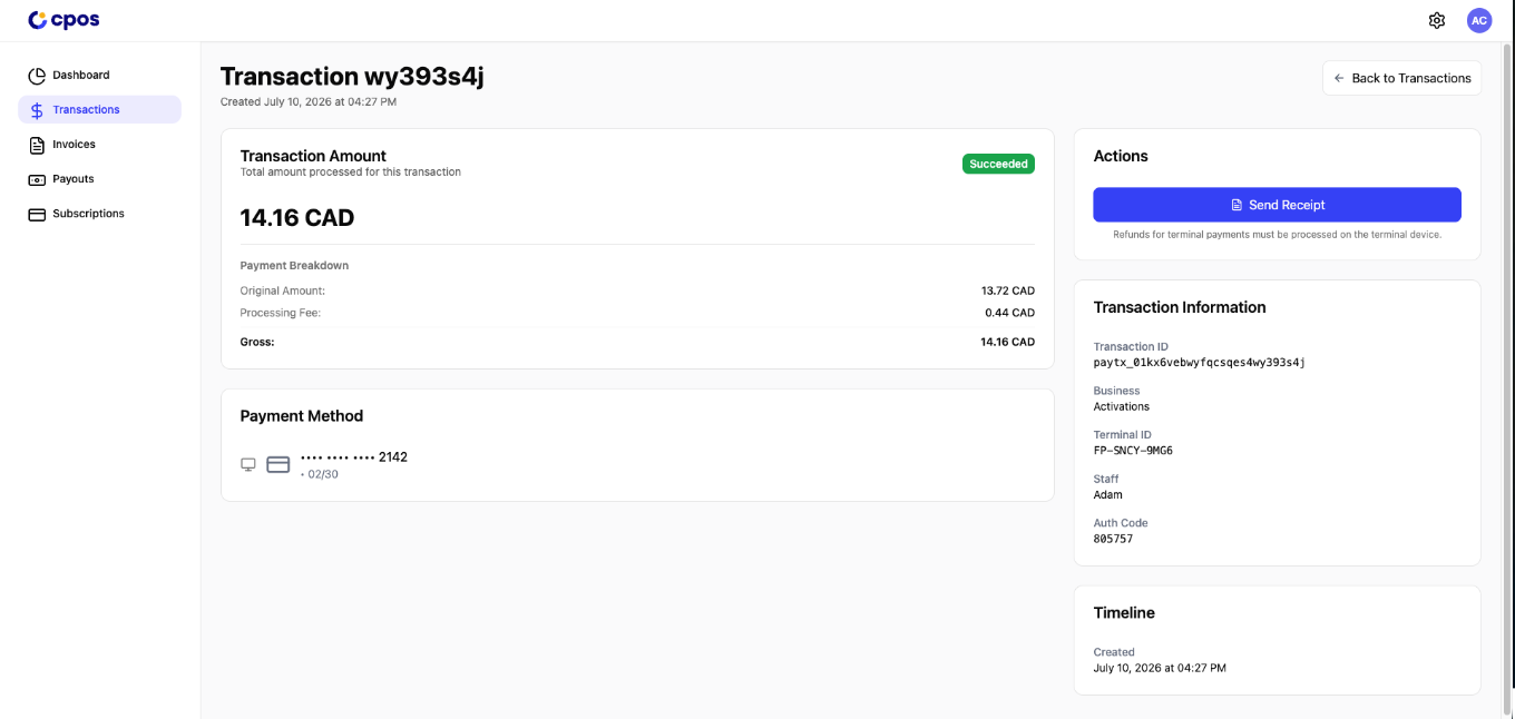 hub.cpos.com transaction detail