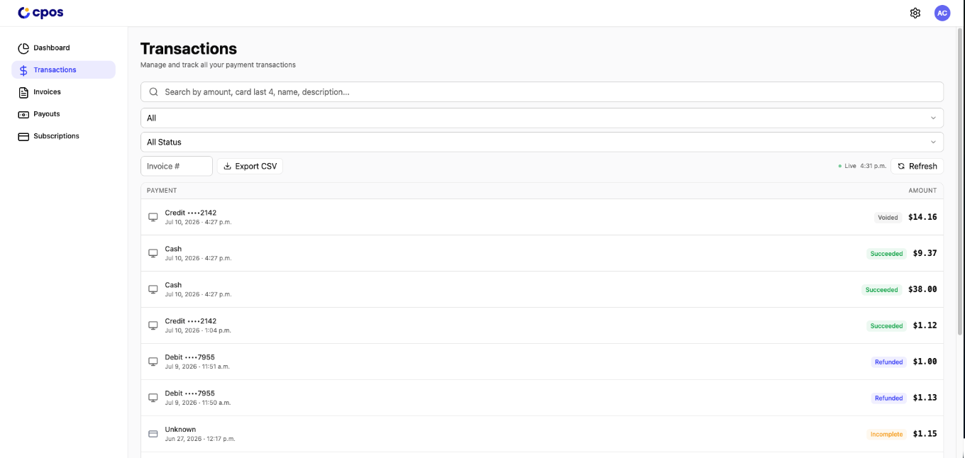 hub.cpos.com transactions