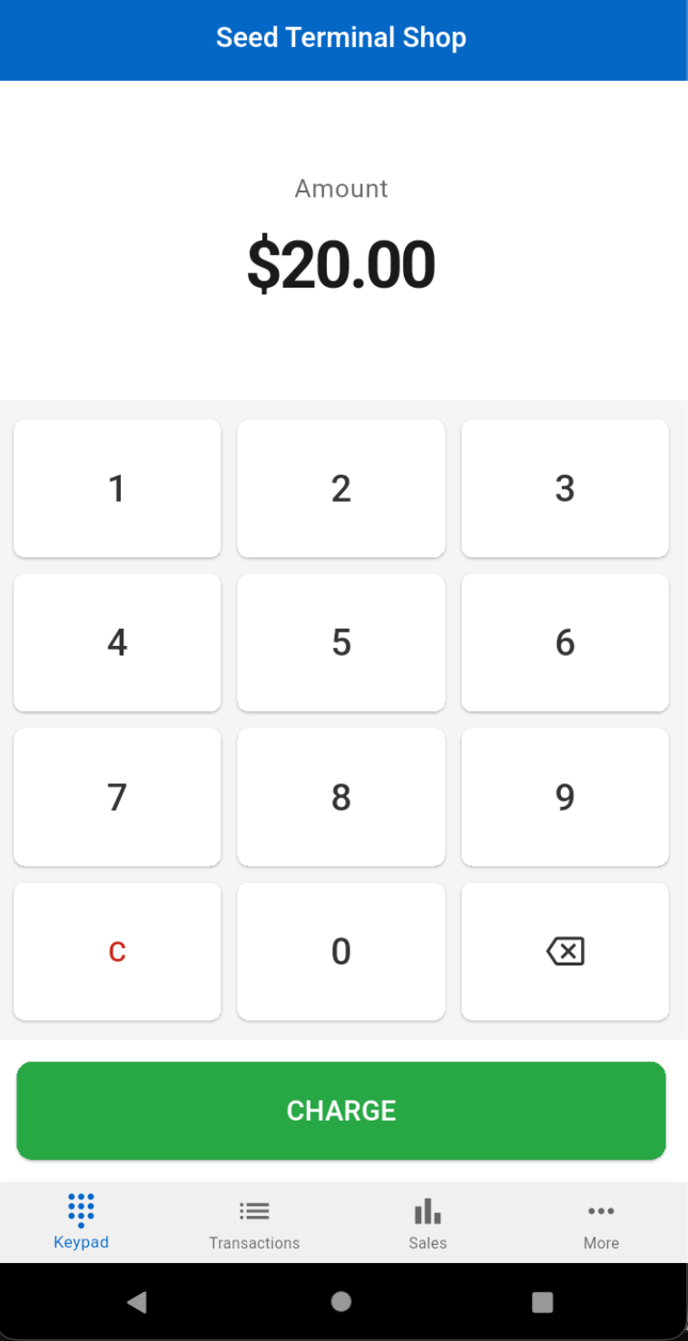 Enter amount and charge