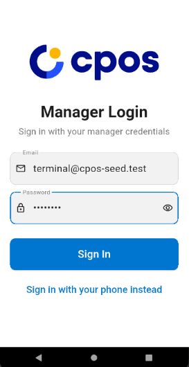 Email and password sign-in